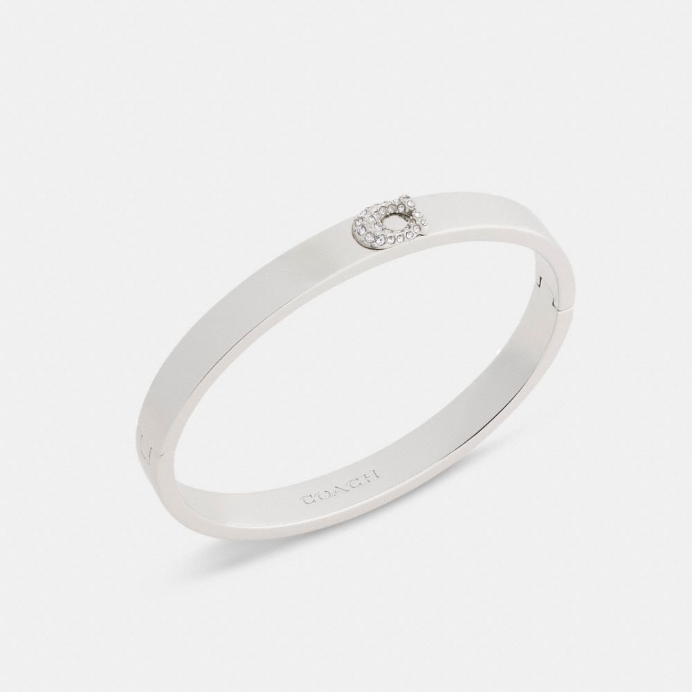 Coach Pavé C Hinged Bangle Silver