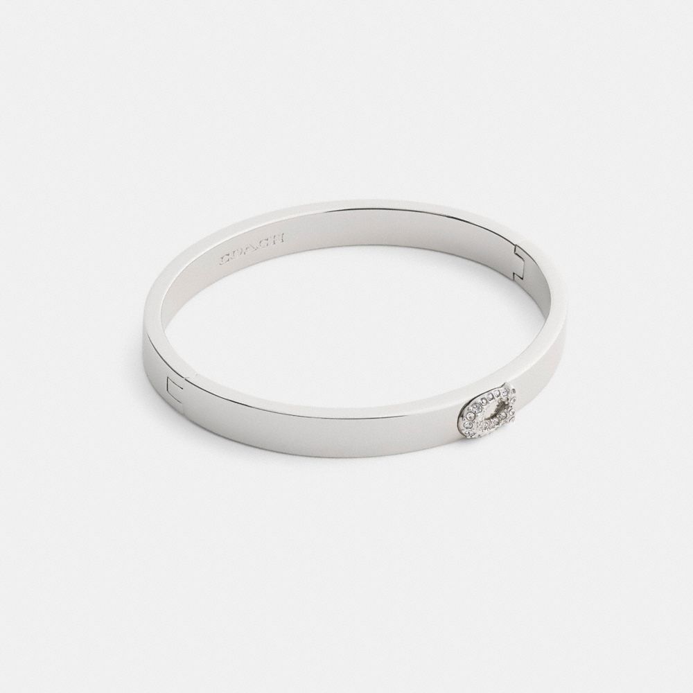 Coach Pavé C Hinged Bangle Silver
