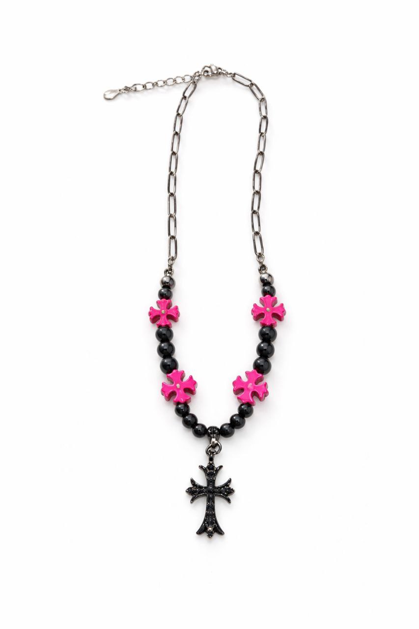 Chrome Heart Black and Pink Necklace