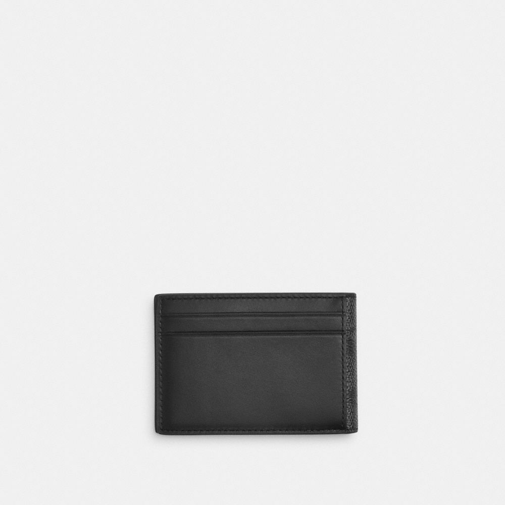 Coach Compact Billfold Wallet In Signature Canvas Charcoal Black