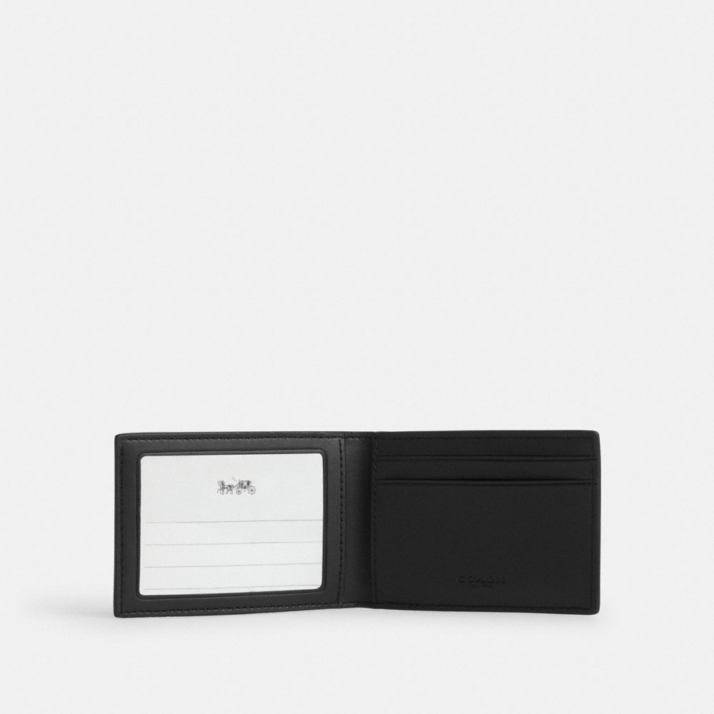 Coach Compact Billfold Wallet In Signature Canvas Charcoal Black