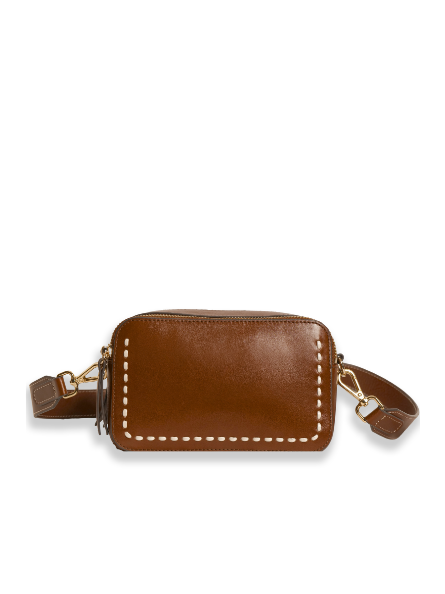 Odette -Ladies Leather Crossbody bag, Cognac