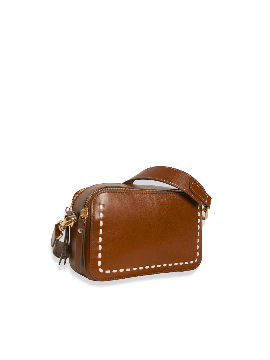 Odette -Ladies Leather Crossbody bag, Cognac