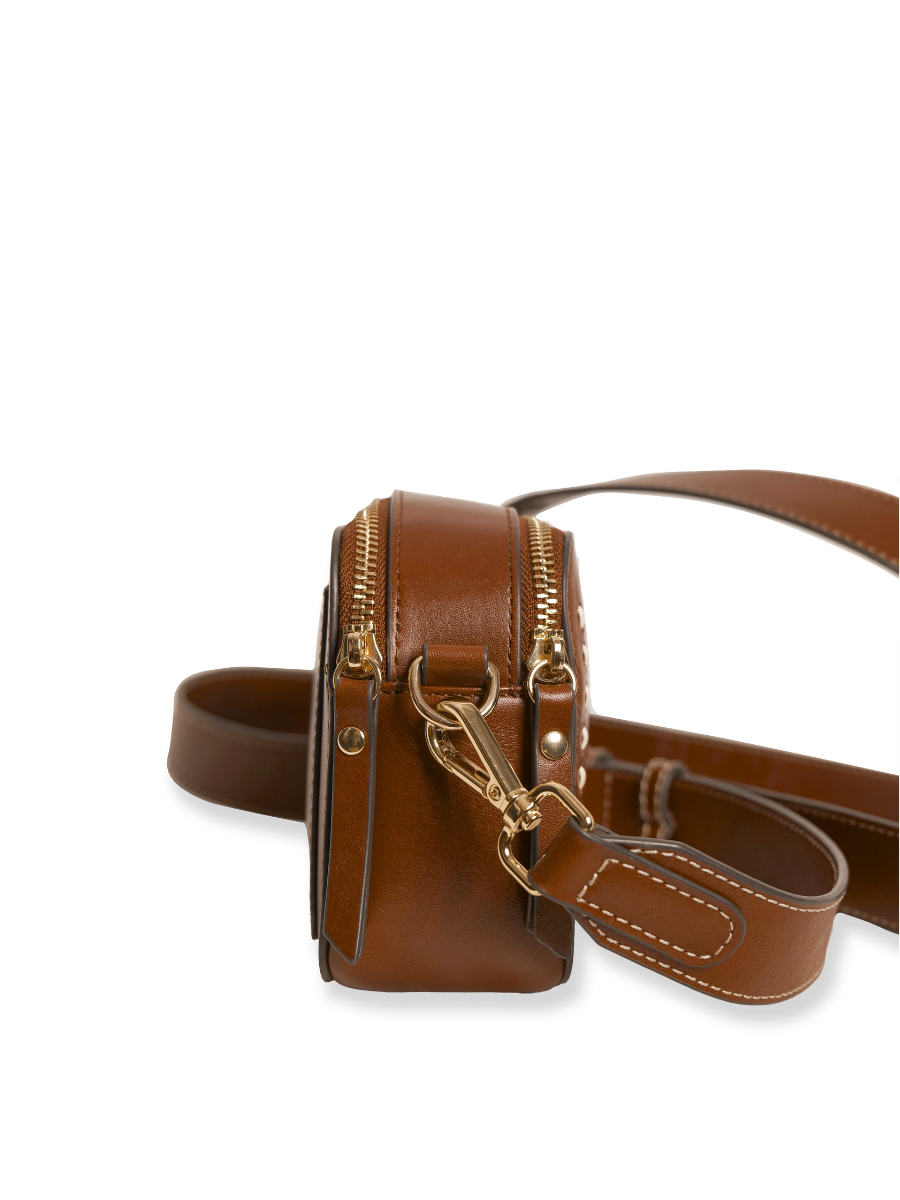 Odette -Ladies Leather Crossbody bag, Cognac