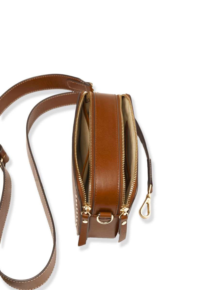 Odette -Ladies Leather Crossbody bag, Cognac