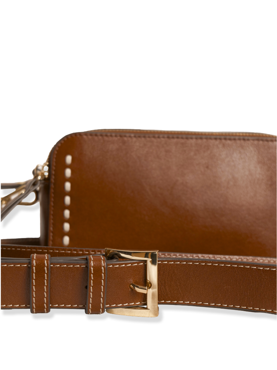 Odette -Ladies Leather Crossbody bag, Cognac