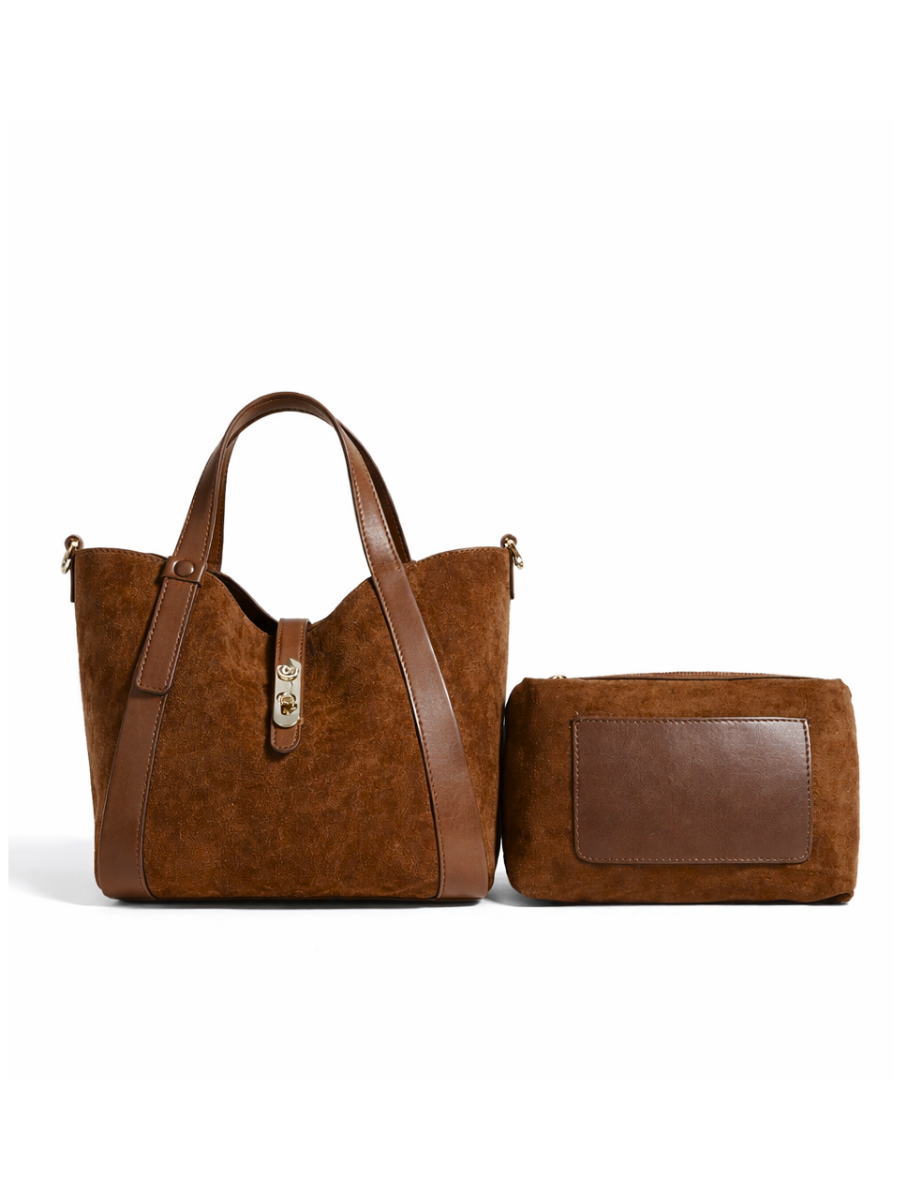 Toscana-Ladies suede leather bucket bag, col. Dark Brown