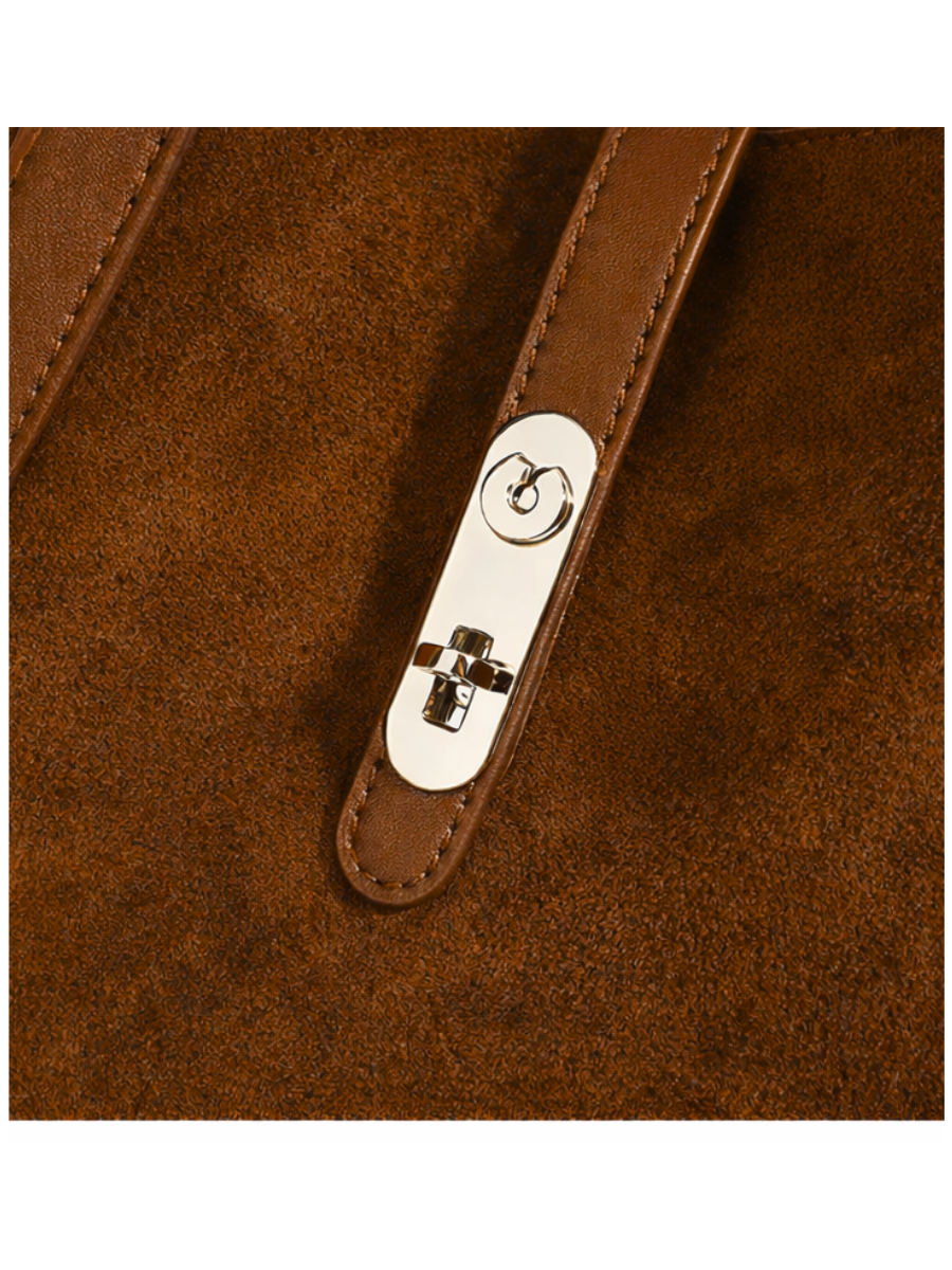 Toscana-Ladies suede leather bucket bag, col. Dark Brown