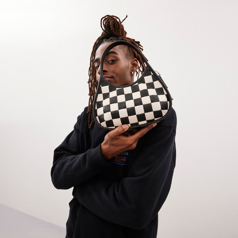Coach Ergo Bag In Checkerboard Upcrafted Leather Black Chalk