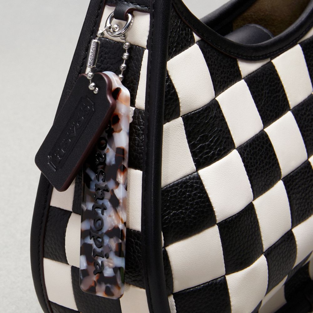 Coach Ergo Bag In Checkerboard Upcrafted Leather Black Chalk