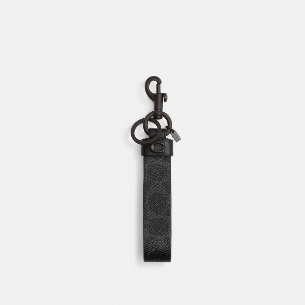 Coach Loop Bag Charm In Signature Canvas Black Signature