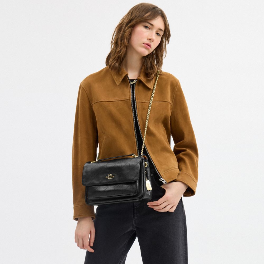 Coach Elodie Crossbody Bag With Quilting Gold Black