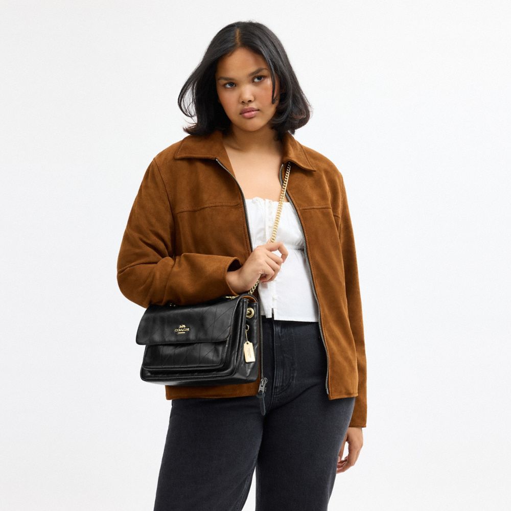 Coach Elodie Crossbody Bag With Quilting Gold Black