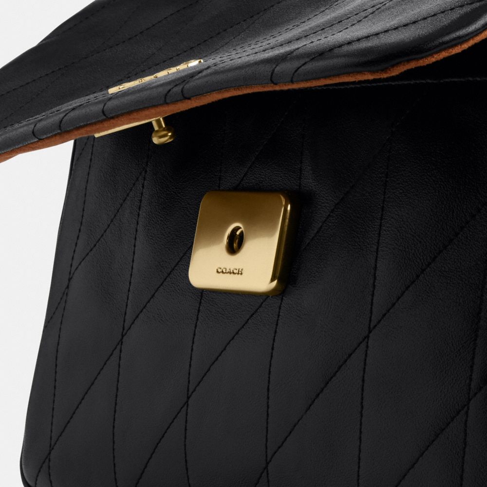 Coach Elodie Crossbody Bag With Quilting Gold Black
