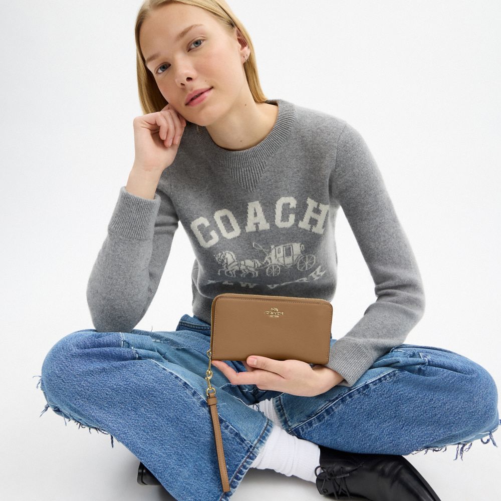 Coach Long Zip Around Wallet Gold Sandy Beige