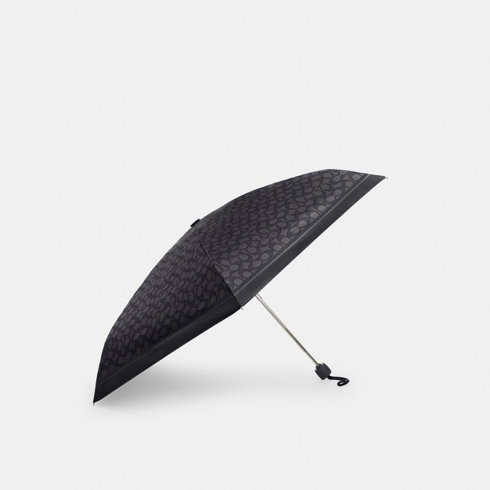 Coach Uv Protection Mini Umbrella In Signature Print Silver Graphite