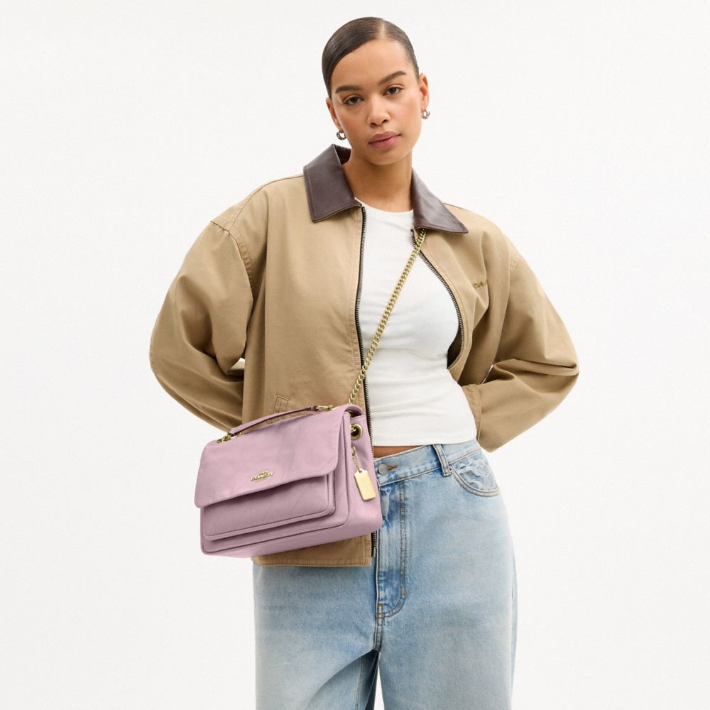 Coach Elodie Crossbody Bag With Quilting Gold Carnation