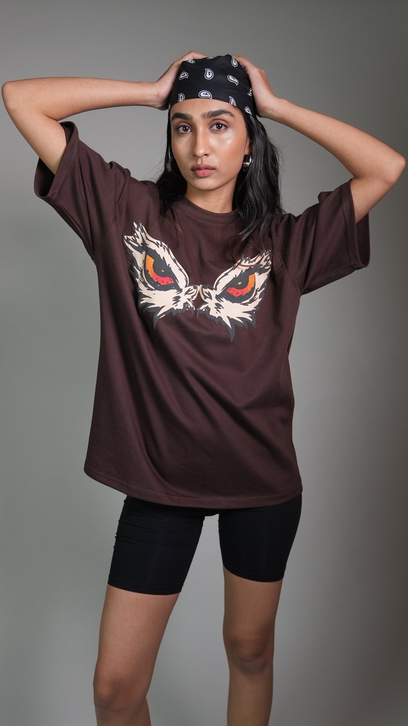 EAGLE EYE BROWN WOMEN’S OVERSIZED T-SHIRT