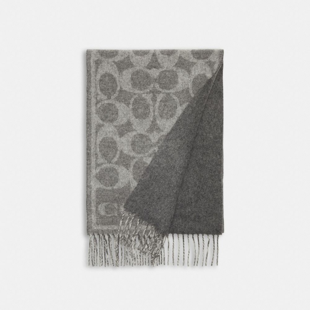 Coach Reversible Signature Cashmere Muffler Dove Grey