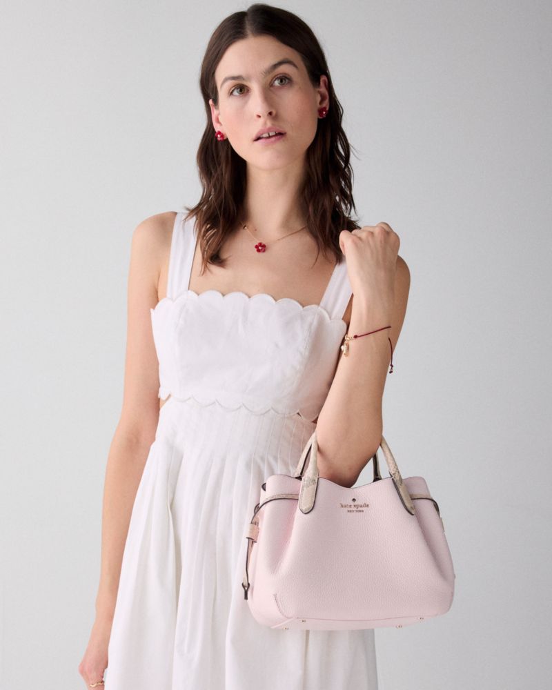 KateSpade Dumpling Pebble and Snake Embossed Small Satchel Bag Shimmer Pink Multi
