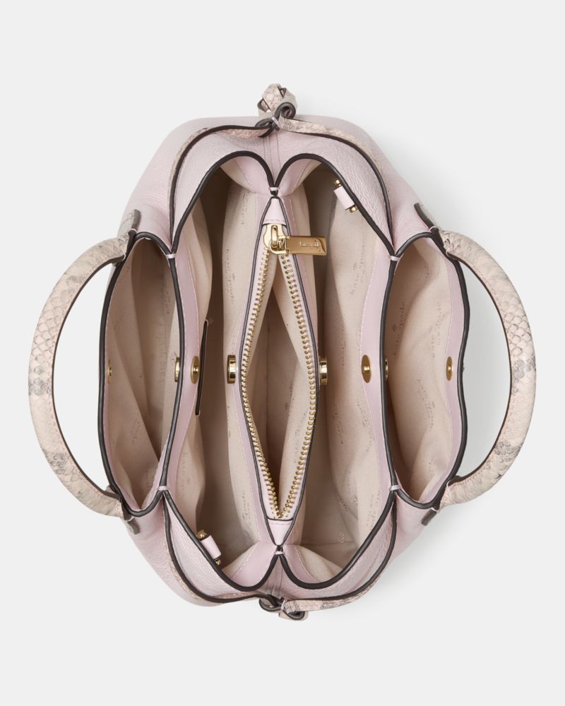 KateSpade Dumpling Pebble and Snake Embossed Small Satchel Bag Shimmer Pink Multi