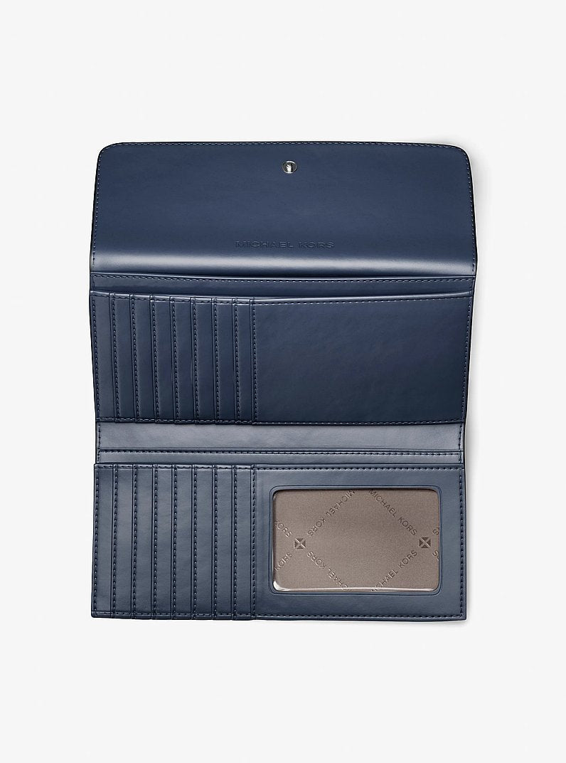 Michael Kors Jet Set Travel Signature Logo Tri-Fold Wallet Denim Multi