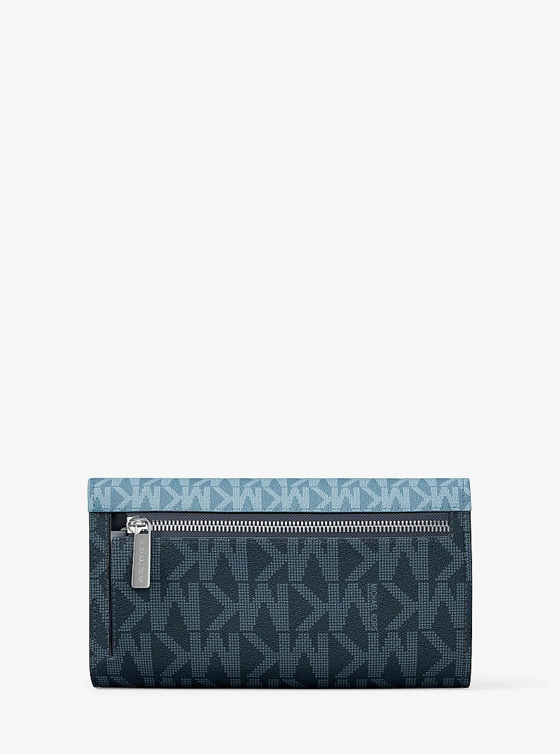 Michael Kors Jet Set Travel Signature Logo Tri-Fold Wallet Denim Multi