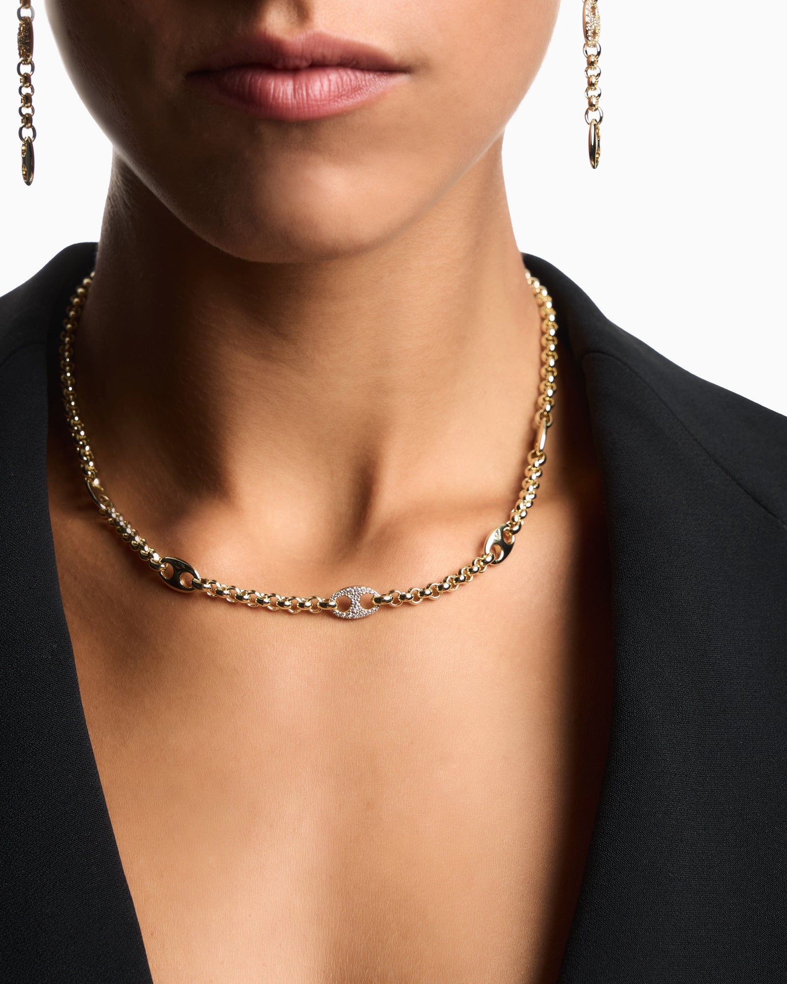 Emporio Armani  Gold-Tone Brass Station Necklace