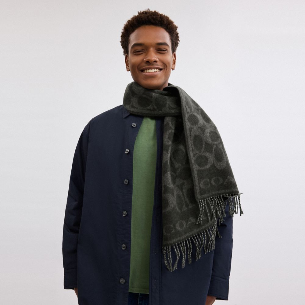 Coach Reversible Signature Cashmere Muffler Black Black