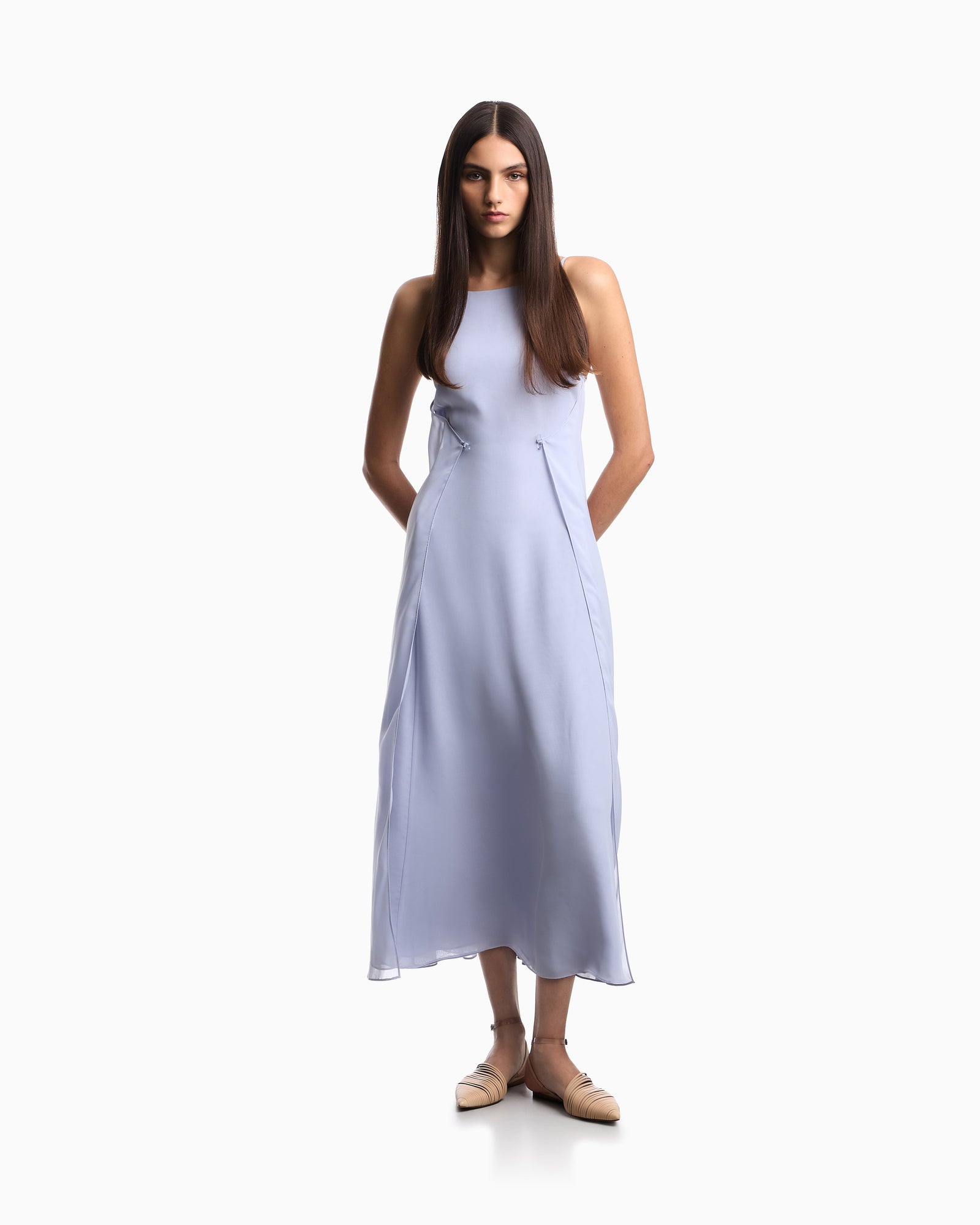 Emporio Armani Long, technical georgette dress