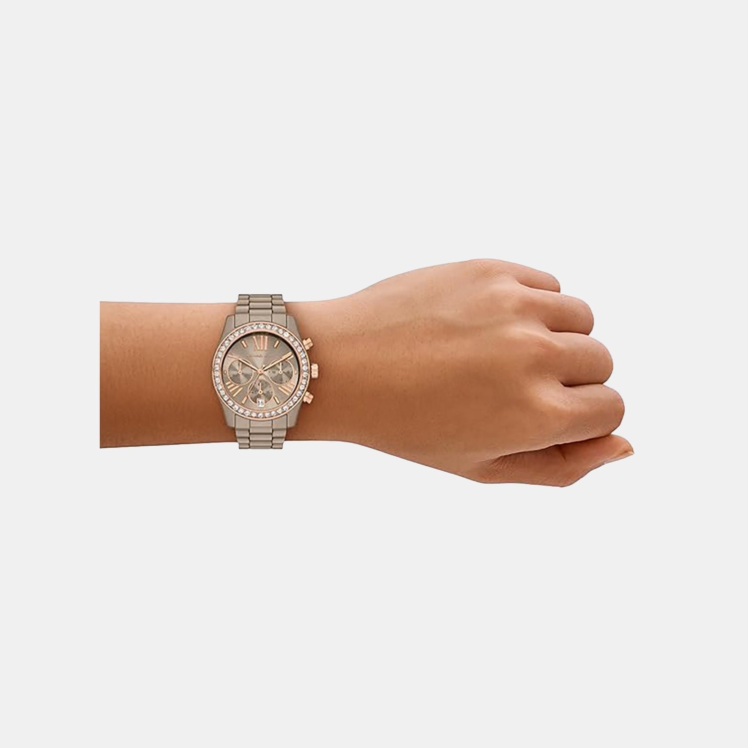 Michael Kors Lexington Women Quartz Nude Dial Chronograph Ceramic Watch Mk4970