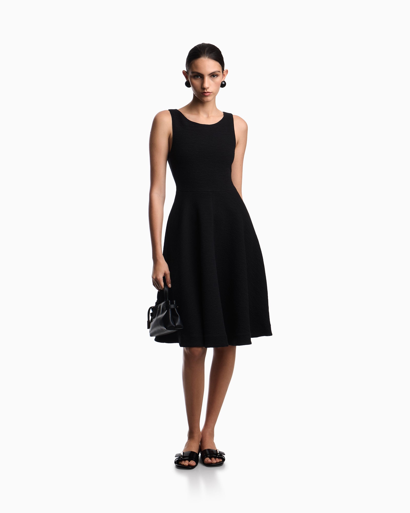 Emporio Armani Embossed jersey full-skirted dress