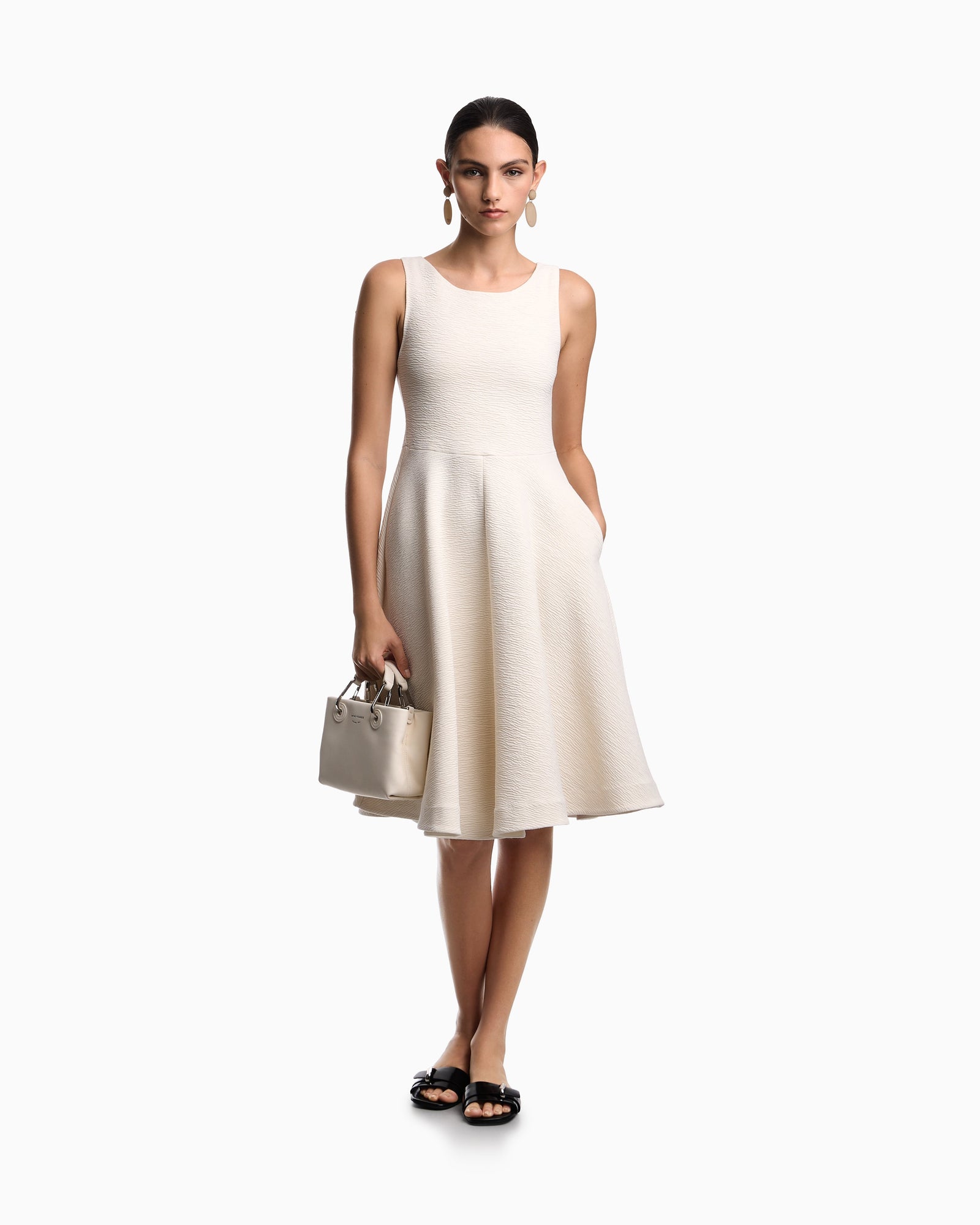 Emporio Armani Embossed jersey full-skirted dress