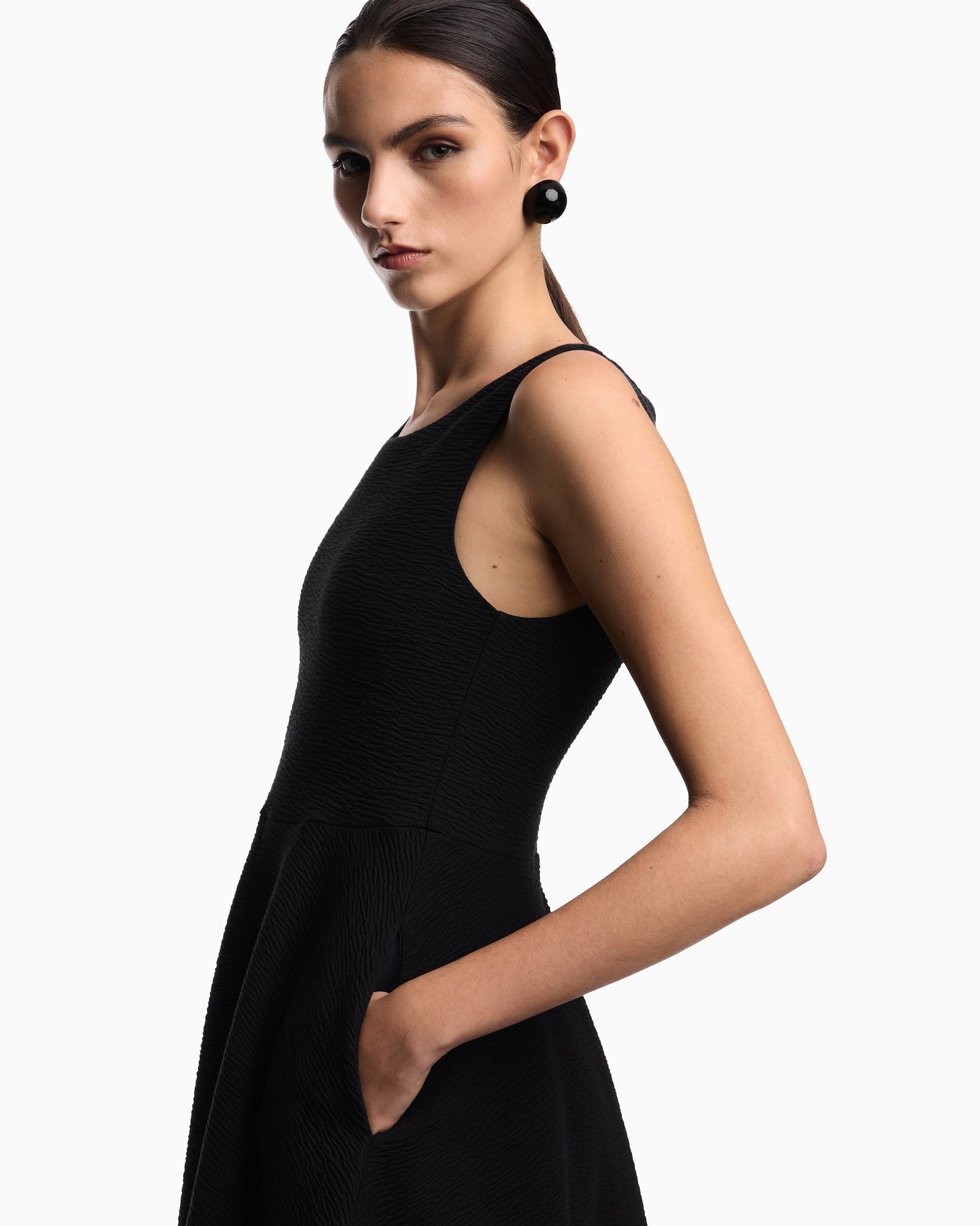 Emporio Armani Embossed jersey full-skirted dress