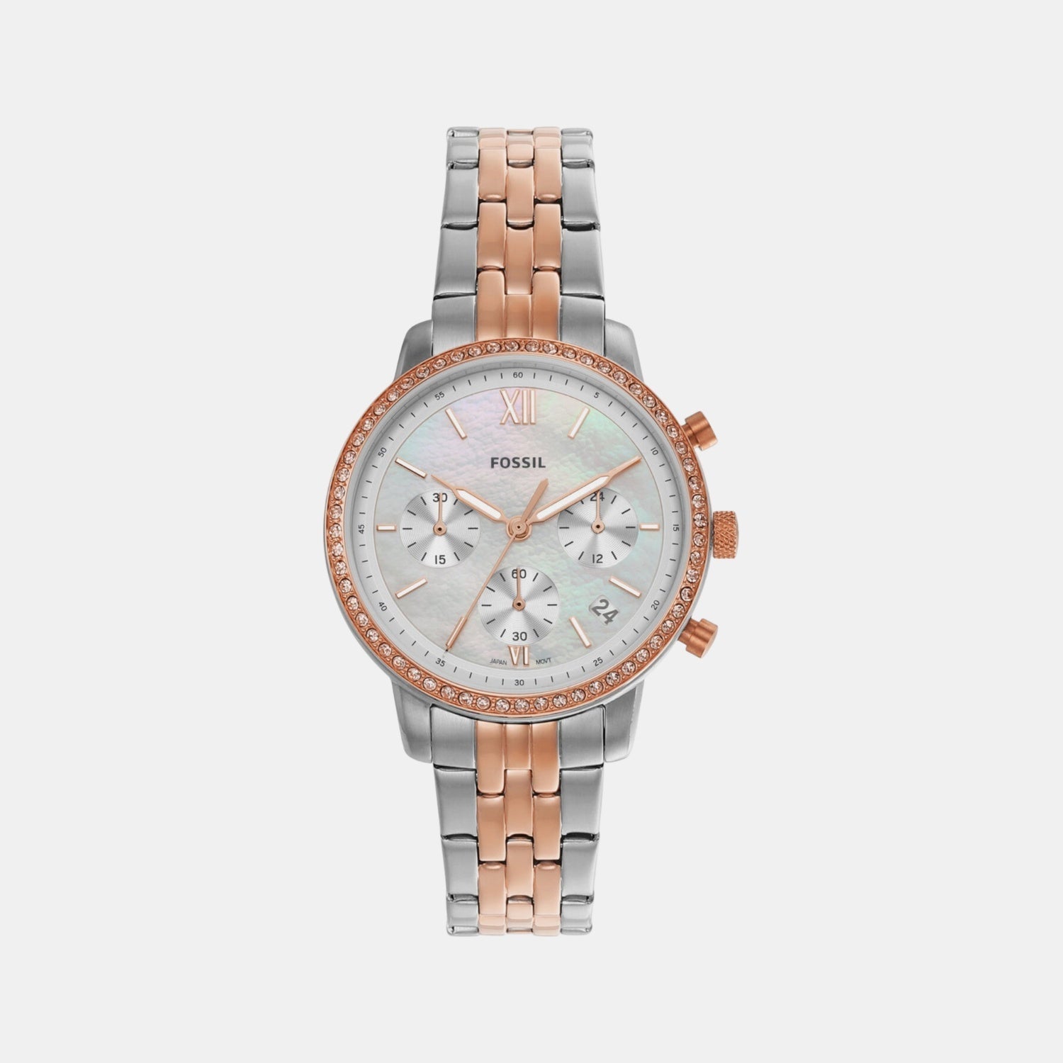 Fossil Neutra Women Quartz Mother Of Pearl Dial Chronograph Stainless Steel Watch Es5279