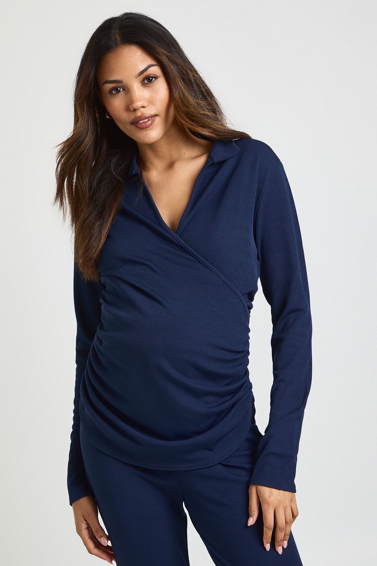 Maternity Rib Wrap Top & Trouser Co-Ord