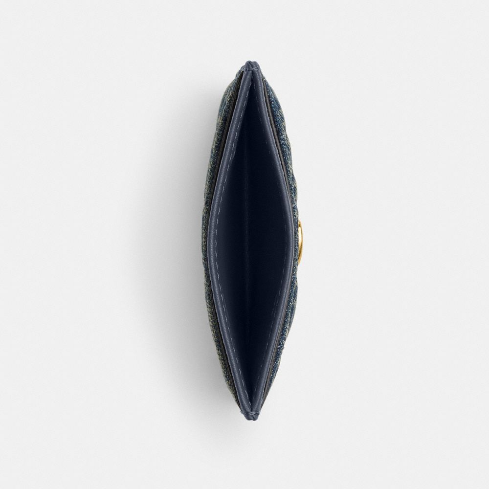 Essential Card Case In Regenerative Cotton Denim With Quilting