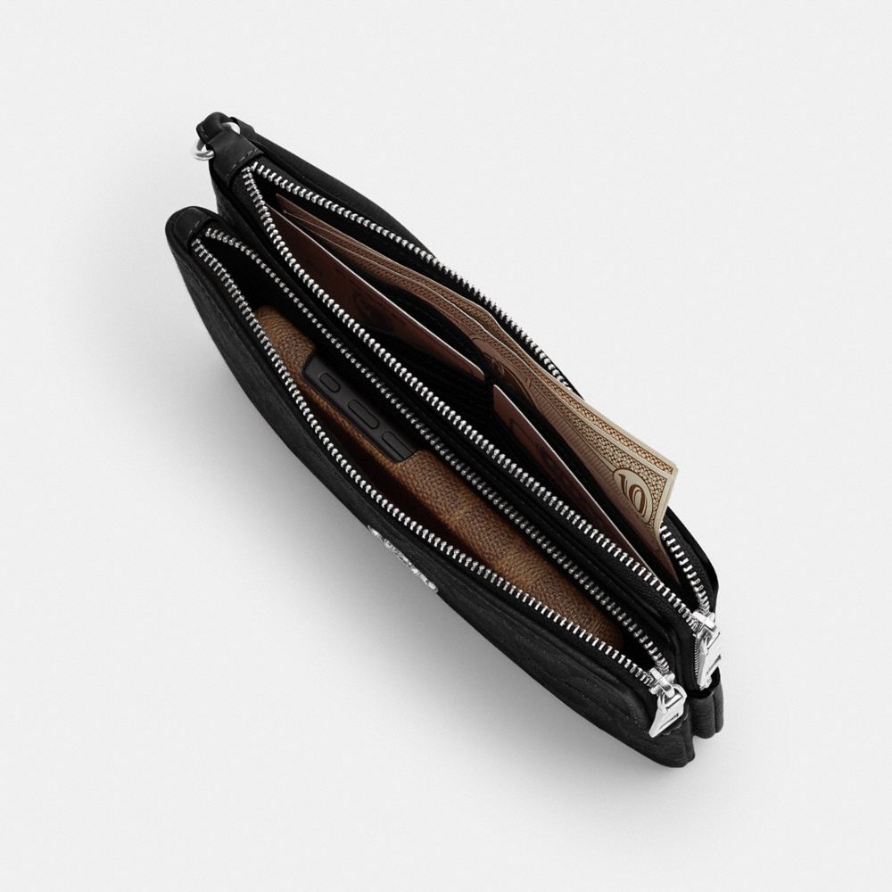 Double Zip Wallet In Signature Denim