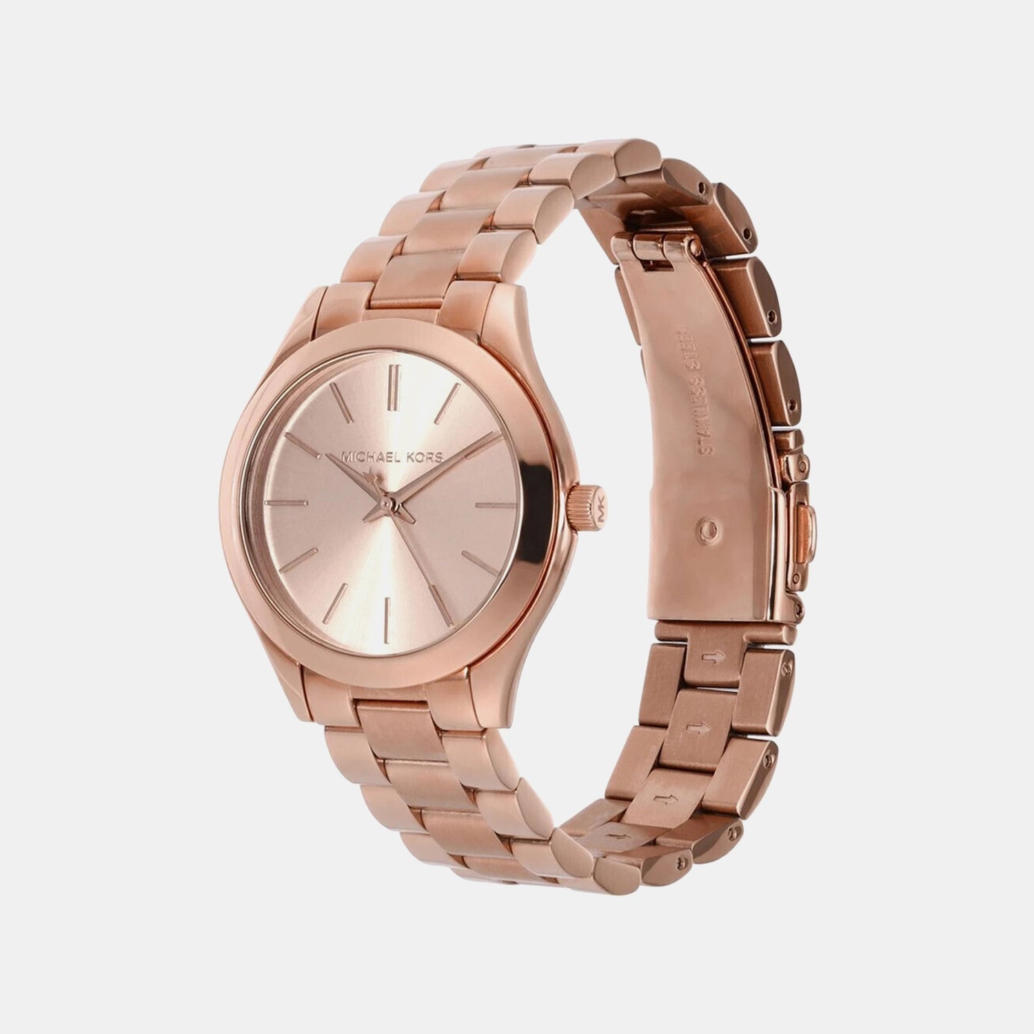 Michael Kors Mini Slim Runway Women Quartz Pink Dial Analog Stainless Steel Watch Mk3513
