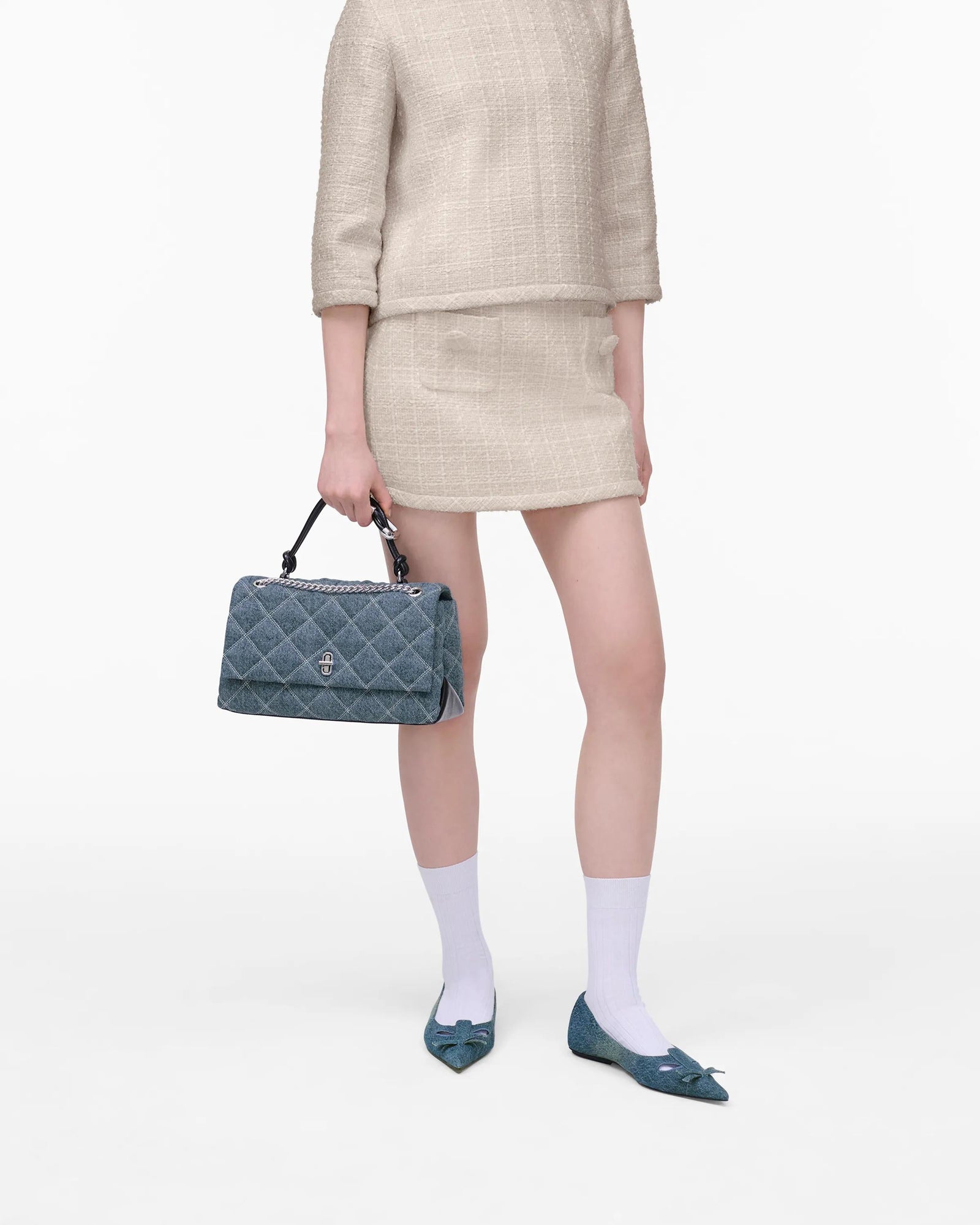 The Quilted Denim Dual Convertible Shoulder Bag