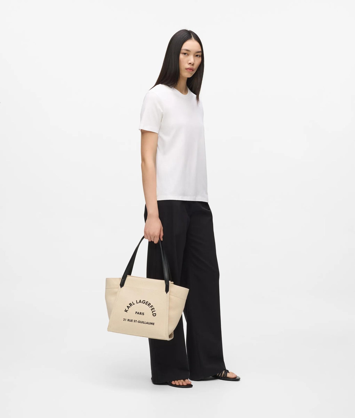 KarlLagerfeld Rue St-Guillaume Winged Tote Bag Natural