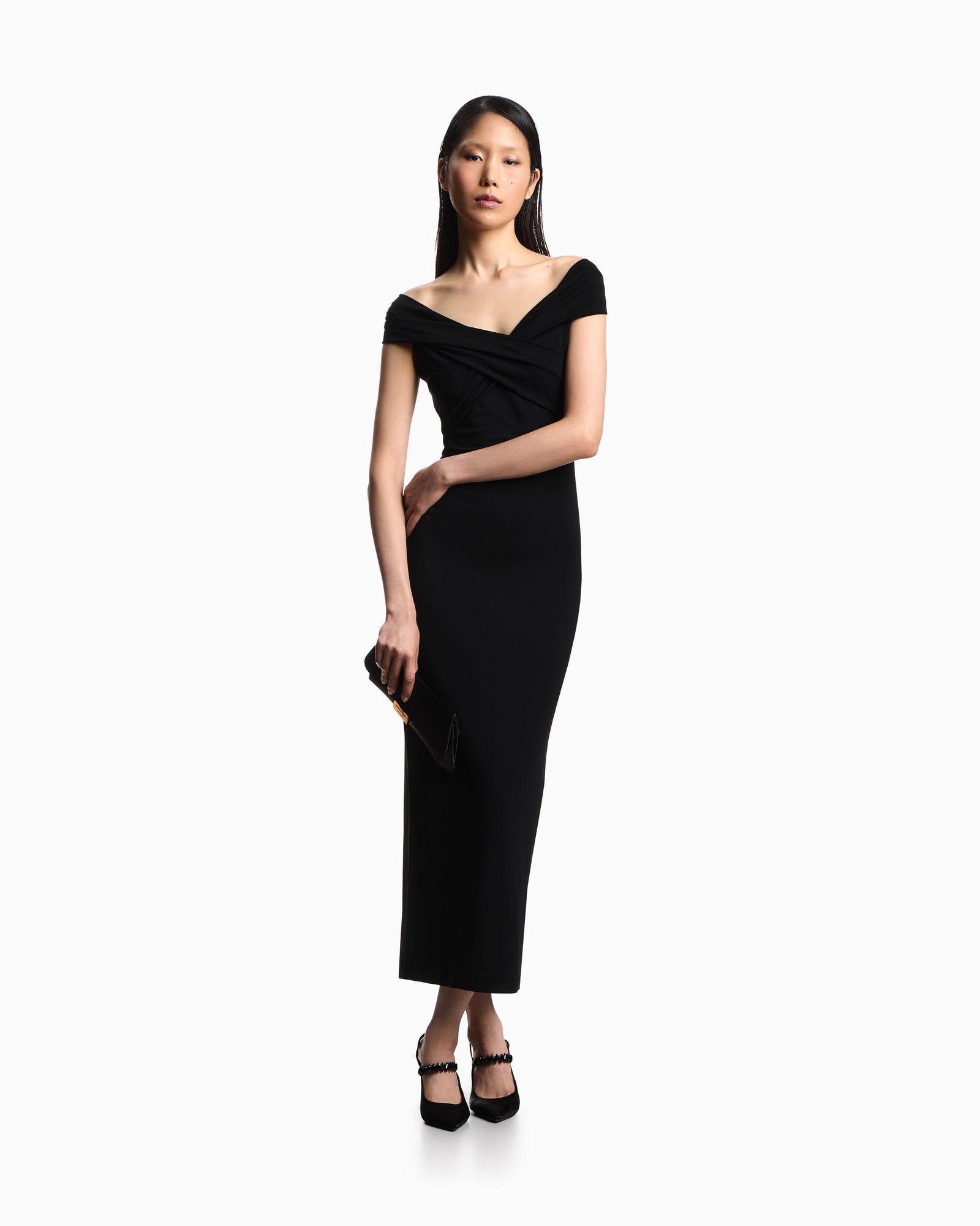 Emporio Armani Interlock dress with crossover neckline