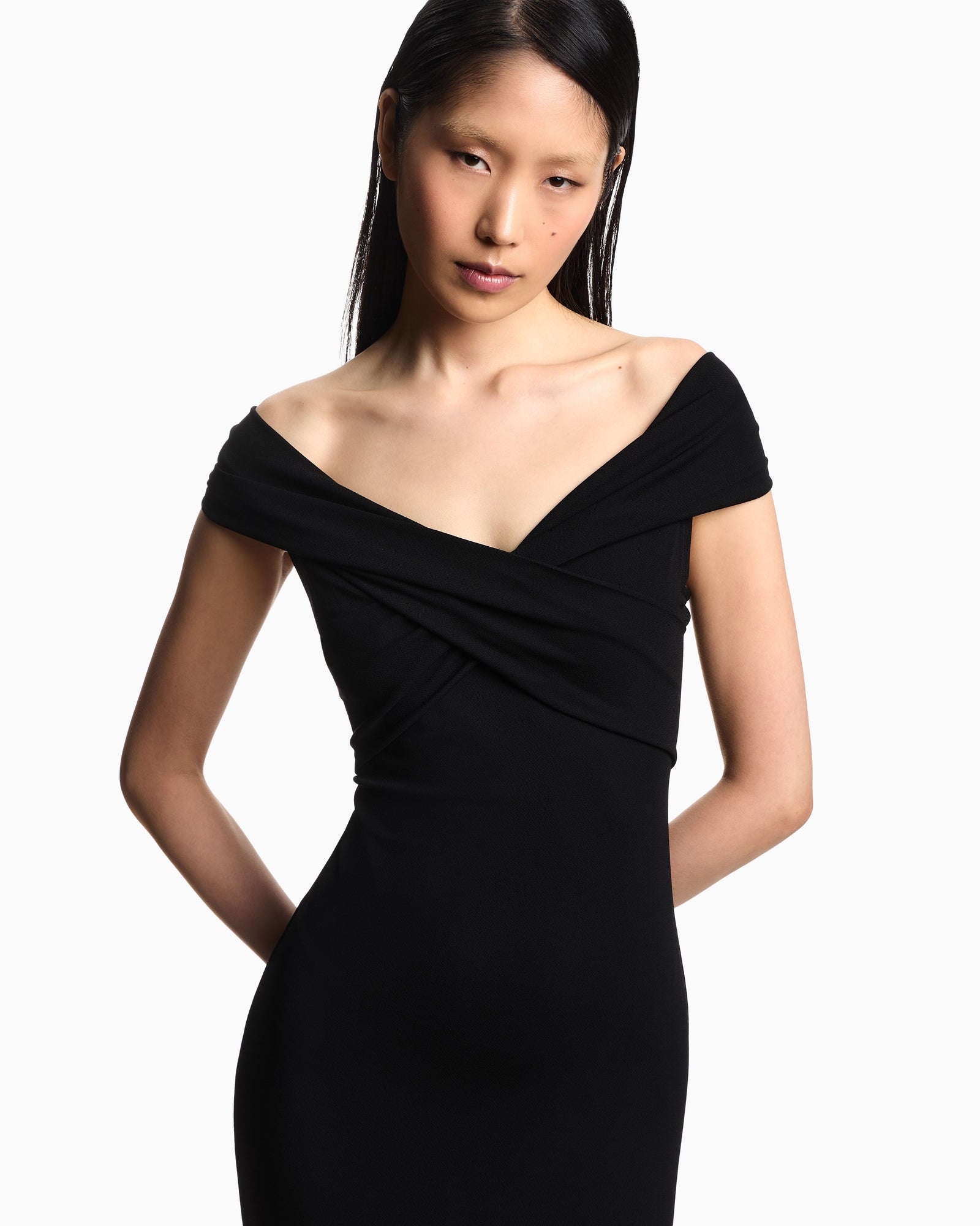 Emporio Armani Interlock dress with crossover neckline