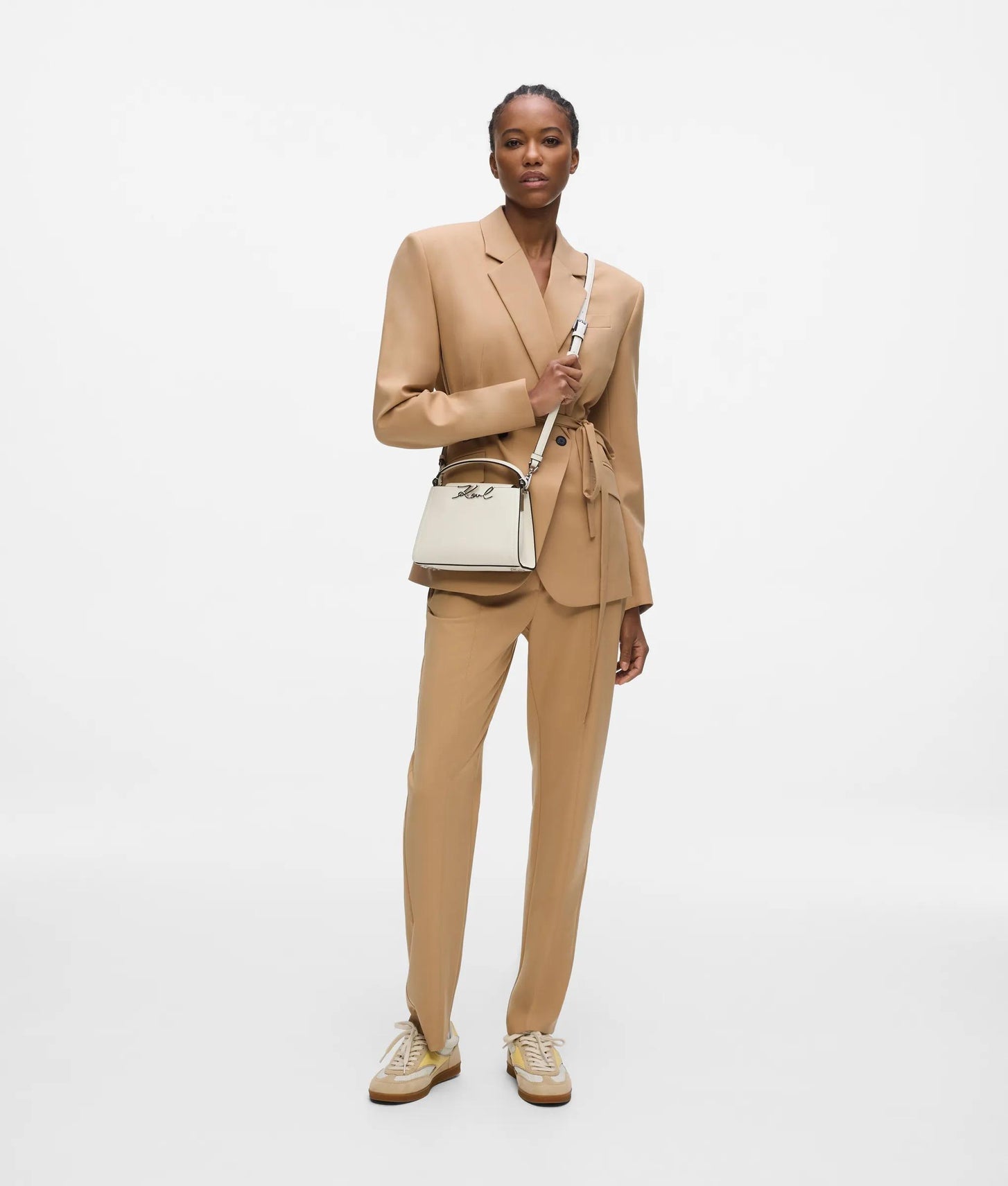 KarlLagerfeld Ksignature Mini Top Handle Bag Off White