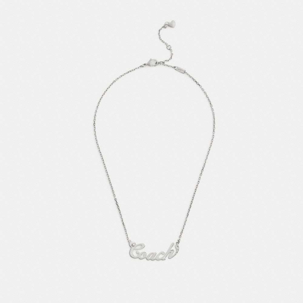 Coach Script Nameplate Necklace