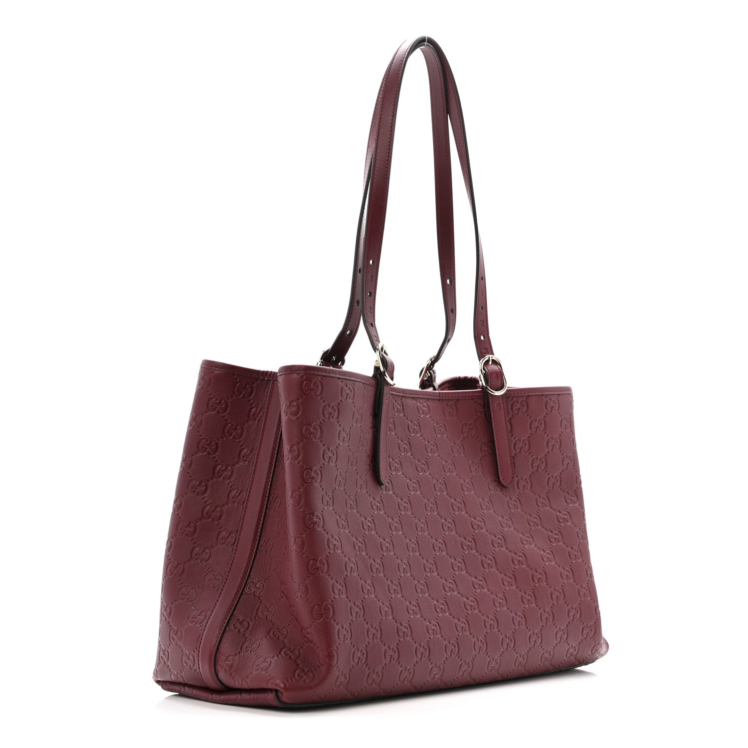 GG Calfskin Embossed Calfskin Large Tote Bag Rose Ancora