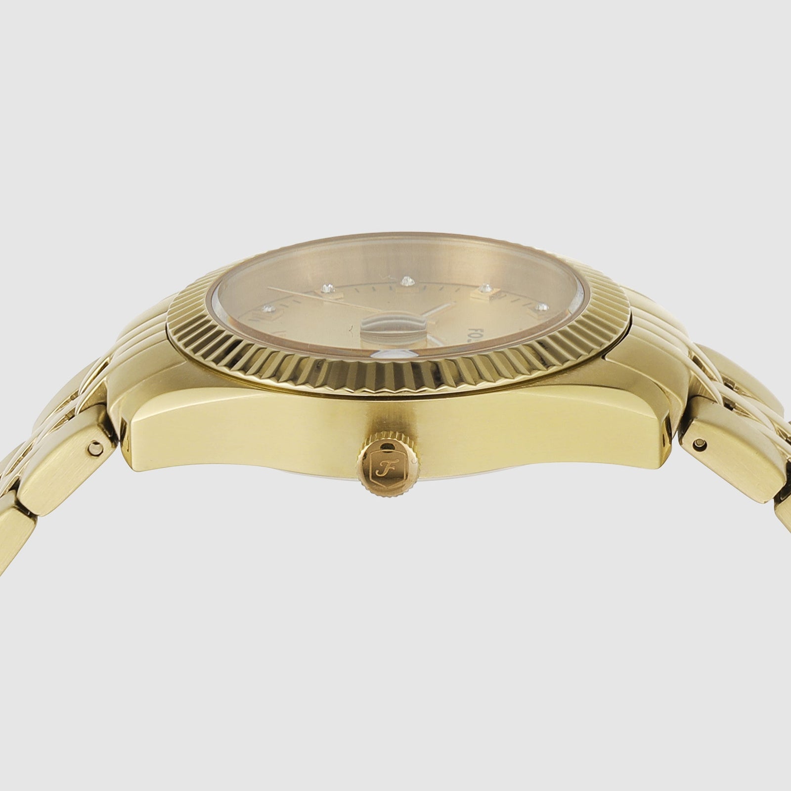 Fossil Scarlette Women Quartz Gold Dial Analog Stainless Steel Watch Es5338