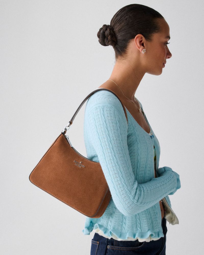 KateSpade Margot Suede Shoulder Bag Warm Gingerbread
