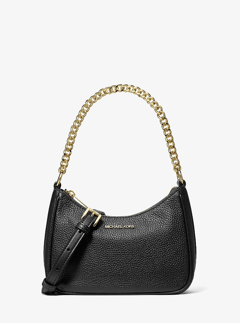 Michael Kors Jet Set Travel Small Pebbled Leather Convertible Crossbody Bag Black