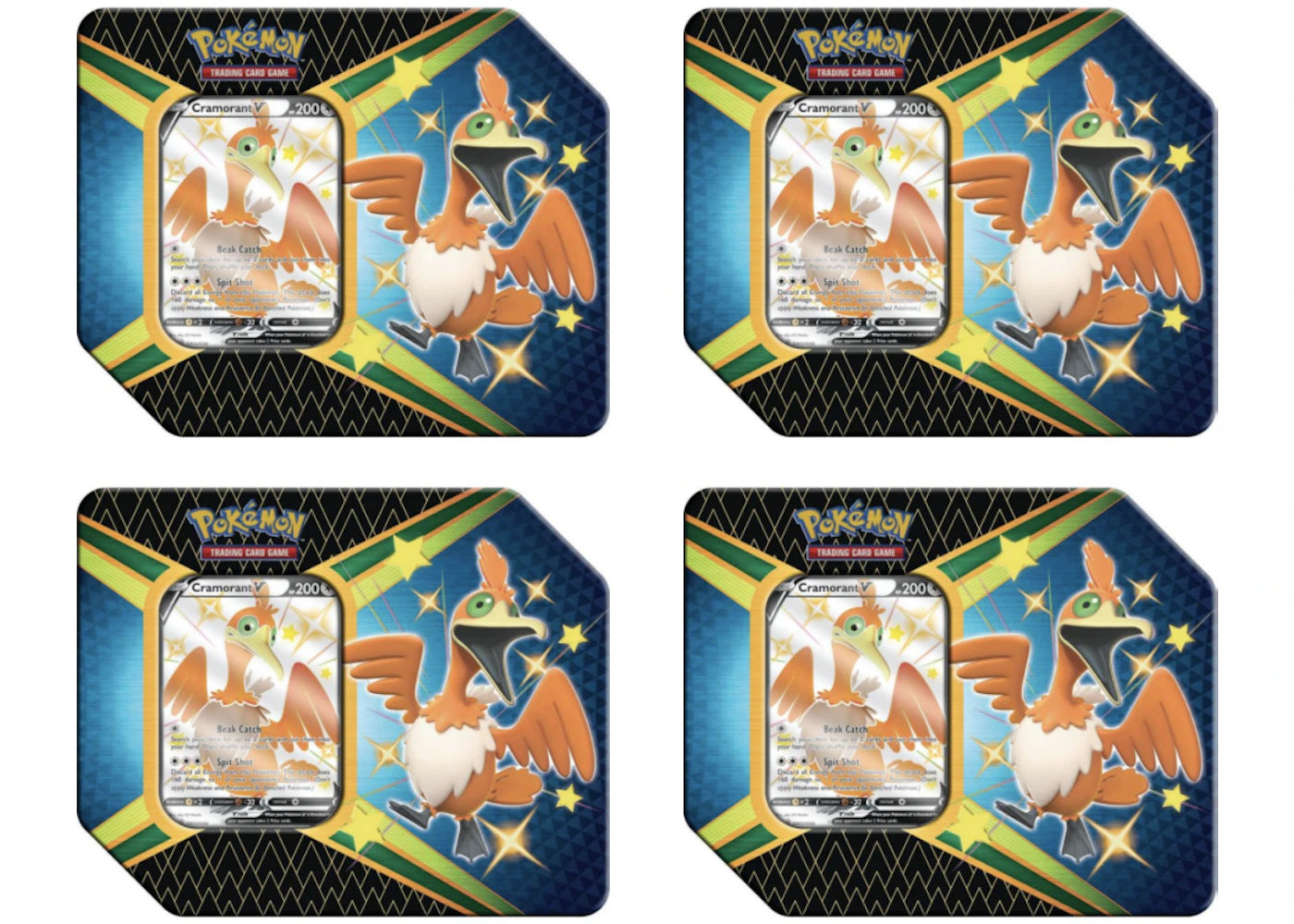 Pokemon Tcg Sword & Shield Shining Fates Cramorant V Tin 4X Lot 6 Booster Packs